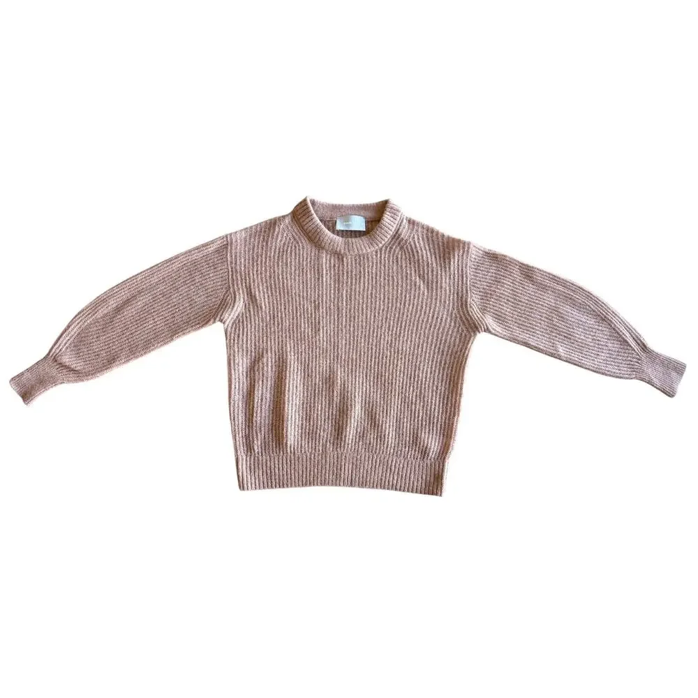 Everlane XS Alpaca Merino Wool Ribbed Crew Neck Sweater Tan